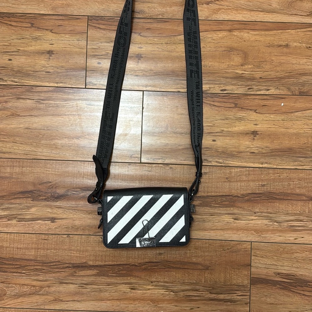 Off-White Black and White Belt Bag with Striking Stripes